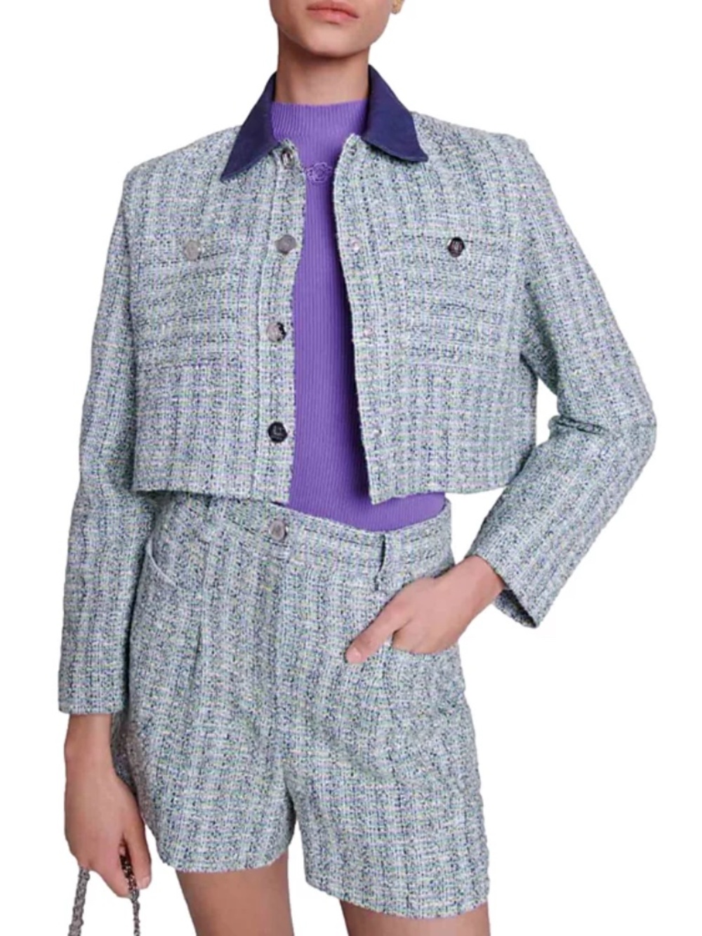 Voelia Tweed Cropped Blazer